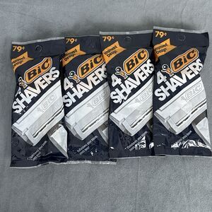 Vintage Bic Shavers Disposable Single Blade Razors 4 Pack NOS 1980's Lot of 4